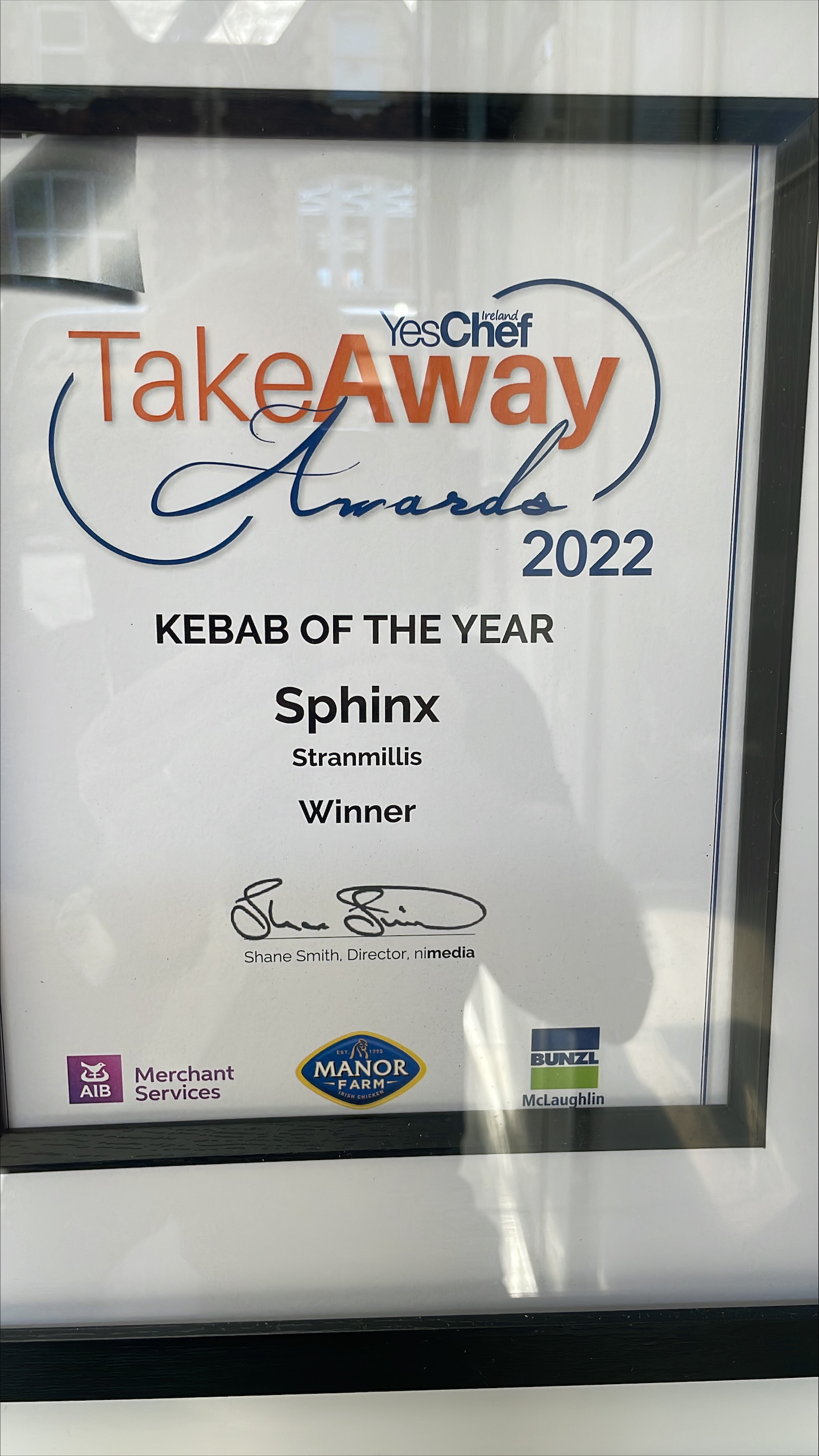 Takeaway award certificate